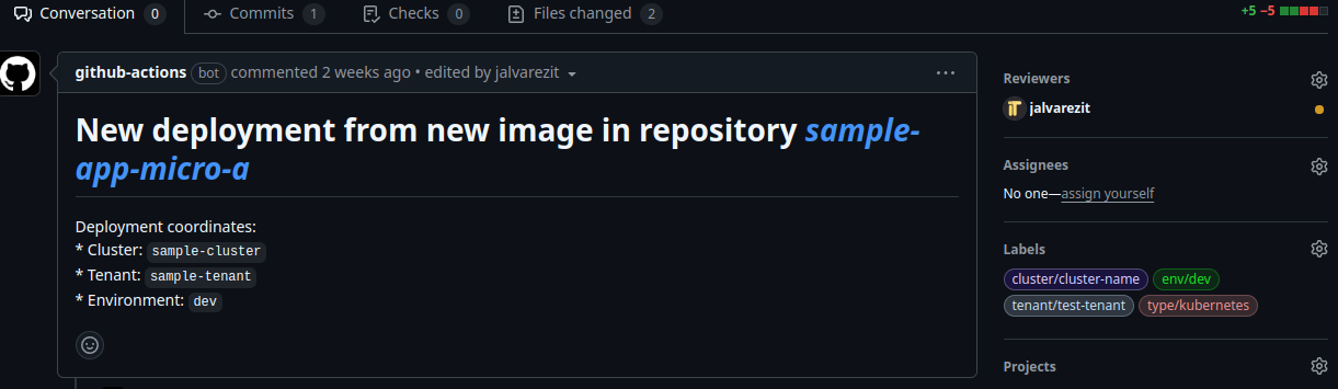 Pull request generated to update an application